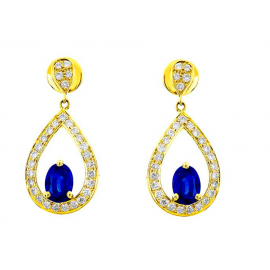  Blue Sapphire And Diamond  Earrings In 18k Yellow Gold (1.66Ct Bs)  