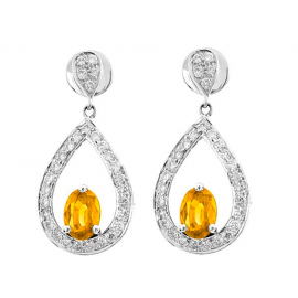Citrine And Diamond  Earrings In 18k White Gold (1.66Ct CT)  