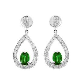 Emerald And Diamond  Earrings In 18k White Gold (1.66Ct Em)  