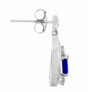 Blue Sapphire And Diamond  Earrings In 18k White gold (0.91Ct BS)  