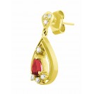 Burmese Ruby And Diamond  Earrings In 18k Yellow Gold (0.91Ct Ruby)  