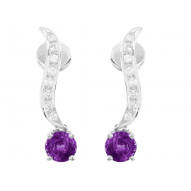 Amethyst And Diamond  Earrings In 18k White Gold (1.87Ct Amethyst)  