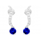  Blue Sapphire And Diamond  Earrings In 18k White Gold (1.87Ct Bs)  
