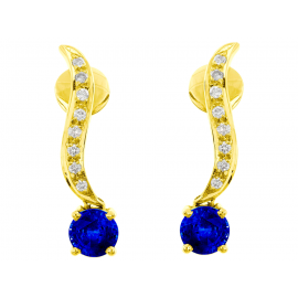  Blue Sapphire And Diamond  Earrings In 18k Yellow Gold (1.87Ct Bs)  