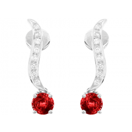 Burmese Ruby And Diamond  Earrings In 18k White Gold (1.87Ct Ruby)  