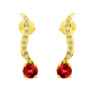 Burmese Ruby And Diamond  Earrings In 18k Yellow Gold (1.87Ct Ruby)  
