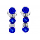 Blue Sapphire And Diamond  Earrings In 18k White gold (1.2Ct BS)  
