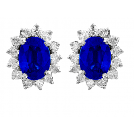  Blue Sapphire And Diamond  Earrings In 18k White Gold (2.2Ct Bs)  