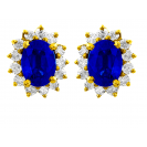 Blue Sapphire And Diamond  Earrings In 18k Yellow Gold (2.2 Ct Bs)  