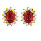 Burmese Ruby And Diamond  Earrings In 18k Yellow Gold (2.2Ct Ruby)  