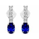 Blue Sapphire And Diamond  Earrings In 14k White gold (0.79Ct BS)  