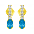 Blue Topaz And Diamond  Earrings In 14k Yellow gold (0.79Ct Bt)  