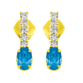Blue Topaz And Diamond  Earrings In 14k Yellow gold (0.79Ct Bt)  