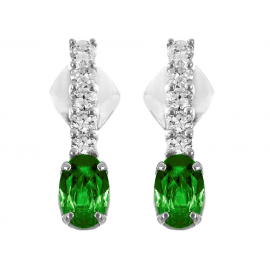 Emerald And Diamond  Earrings In 14k White gold (0.79Ct Em)  