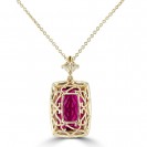 Rubellite And Diamond Pendant made in 14k Yellow Gold (4cts Rubellite)