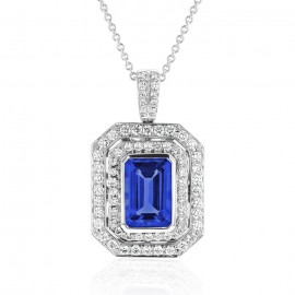 Tanzanite And Diamond Pendant made in 14k White Gold (1.5ct TZ) Tanzanite And Diamond Pendant made in 14k White Gold (1.5ct TZ)