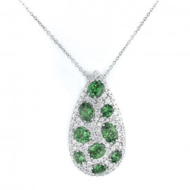 Green Garnet And Diamond Pendant made in 14k White Gold (2.25cts Green Garnet) Green Garnet And Diamond Pendant made in 14k White Gold (2.25cts Green Garnet)