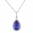 Tanzanite And Diamond Pendant made in 14k White Gold (2cts TZ)
