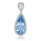 Swiss Blue Topaz And Diamond Pendant made in 14k White Gold (7cts Blue Topaz)