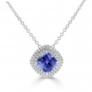 Tanzanite And Diamond Pendant made in 14k White Gold (2.5cts TZ)