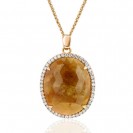 Yellow Sapphire And Diamond Pendant made in 14k Yellow Gold (3cst YS)