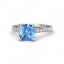 Blue Topaz And Diamond Ring Set in 14k White Gold (2.07ct Bt)