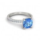 Blue Topaz And Diamond Ring Set in 14k White Gold (2.07ct Bt)