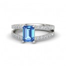Samantha Blue Topaz And Diamond Ring made in 14k White Gold (1.03ct Bt) 