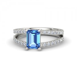 Samantha Blue Topaz And Diamond Ring made in 14k White Gold (1.03ct Bt)  Samantha Blue Topaz And Diamond Ring made in 14k White Gold (1.03ct Bt)