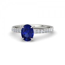  Blue Sapphire And Diamond Ring made in14k White Gold (1.43ct BS) 
