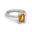  Citrine And Diamond Ring made in 14k White Gold (1.24ct Citrine) 