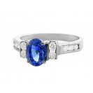 Blue Sapphire And Diamond Ring set in 14k White Gold ( 1.4ct Bs)