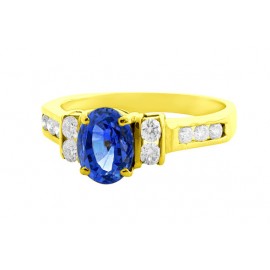 Blue Sapphire And Diamond Ring set in 14k Yellow Gold ( 1.4ct Bs)  Blue Sapphire And Diamond Ring set in 14k Yellow Gold ( 1.4ct Bs)
