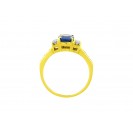  Blue Sapphire And Diamond Ring set in 14k Yellow Gold ( 1.4ct Bs)