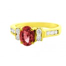 OVAL SHAPE BURMESE RUBY AND DIAMOND RING (1.4 ct Rby)