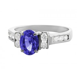 OVAL SHAPE TANZANITE AND DIAMOND RING (1.4ct Tz) OVAL SHAPE TANZANITE AND DIAMOND RING (1.4ct Tz)