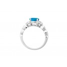 OVAL SHAPE BLUE TOPAZ AND DIAMOND RING (1.36 ct Bt)
