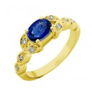 OVAL SHAPE BLUE SAPPHIRE AND DIAMOND RING(1.36ct Bs)