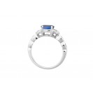 OVAL SHAPE BLUE SAPPHIRE AND DIAMOND RING MADE IN 14K WHITE GOLD (1.36ct Bs)