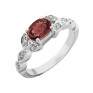 OVAL SHAPE BURMESE RUBY AND DIAMOND RING (1.36 ct Rby)