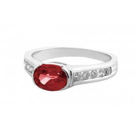 Burmese Ruby And Diamond Ring made in 14k White Gold (0.98ct Ruby)  Burmese Ruby And Diamond Ring made in 14k White Gold (0.98ct Ruby)