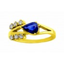 TEAR DROP BLUE SAPPHIRE AND DIAMOND RING (0.7ct Bs)