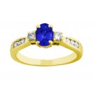 OVALSHAPE BLUE SAPPHIRE AND DIAMOND RING ( 0.6ct Bs)