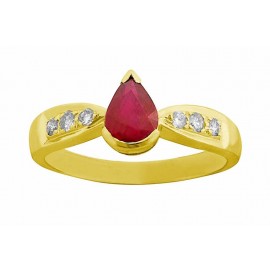 TEAR DROP BURMESE RUBY AND PAVÉ DIAMOND RING (1ct Ruby) TEAR DROP BURMESE RUBY AND PAVÉ DIAMOND RING (1ct Ruby)