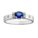 The Pati Blue Sapphire And Diamond Ring Set In 14k White Gold ( 0.44ct BS)