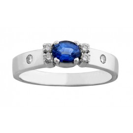 The Pati Blue Sapphire And Diamond Ring Set In 14k White Gold ( 0.44ct BS) The Pati Blue Sapphire And Diamond Ring Set In 14k White Gold ( 0.44ct BS)
