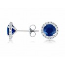 Blue Sapphire And Diamond Earring made in 14k White Gold ( 6.2cts Bs)