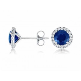 Blue Sapphire And Diamond Earring made in 14k White Gold ( 6.2cts Bs) Blue Sapphire And Diamond Earring made in 14k White Gold ( 6.2cts Bs)