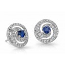 Blue Sapphire And Diamond Earring set in 14k White Gold (0.7ct Bs)