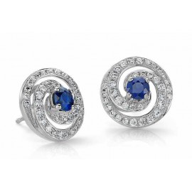 Blue Sapphire And Diamond Earring set in 14k White Gold (0.7ct Bs) Blue Sapphire And Diamond Earring set in 14k White Gold (0.7ct Bs)